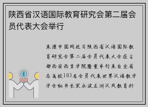 陕西省汉语国际教育研究会第二届会员代表大会举行
